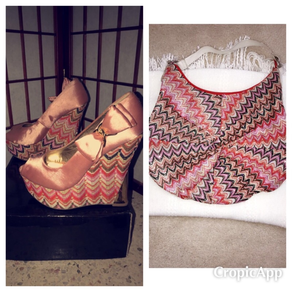 Multi color wedges with MATCHING PURSE